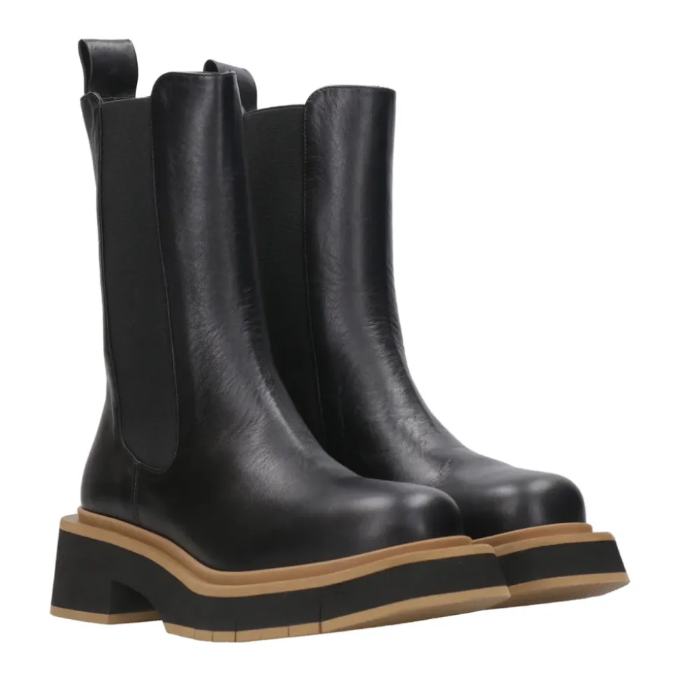 Botas de Cuero Negras con Cremallera