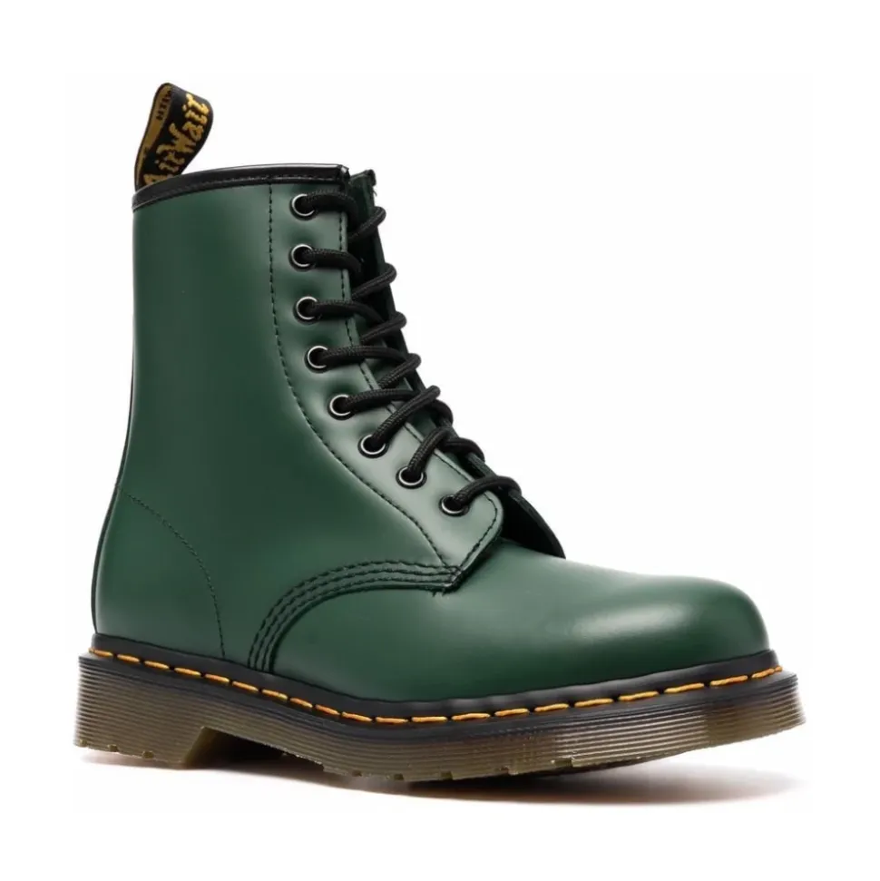 Botas de Cuero Verde Bosque con Cordones
