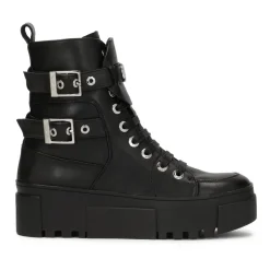 Botas de plataforma de cuero estilo rock