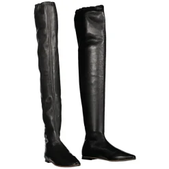Botas mosqueteras de cuero con punta almendrada