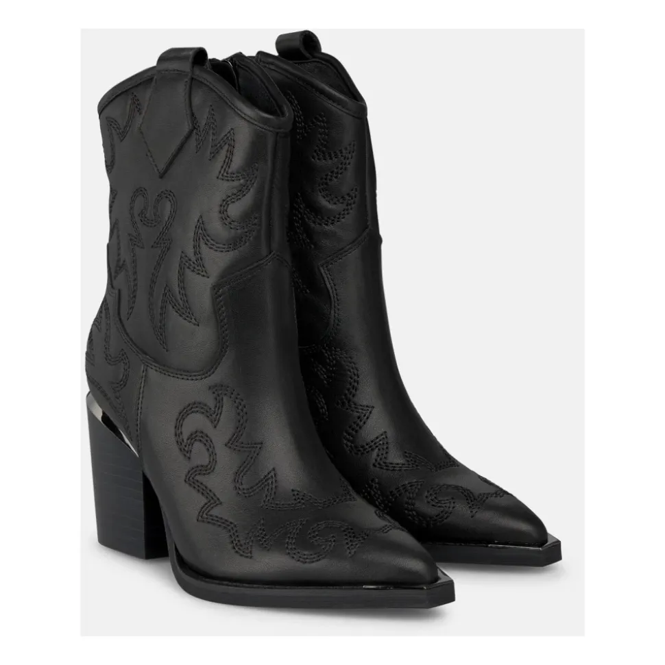 Botines al Tobillo con Bordados y Tacón