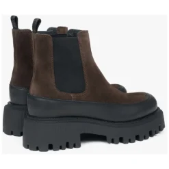 Botines Chelsea marrones oscuros para mujer hechos de auténtico terciopelo premium