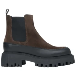 Botines Chelsea marrones oscuros para mujer hechos de auténtico terciopelo premium