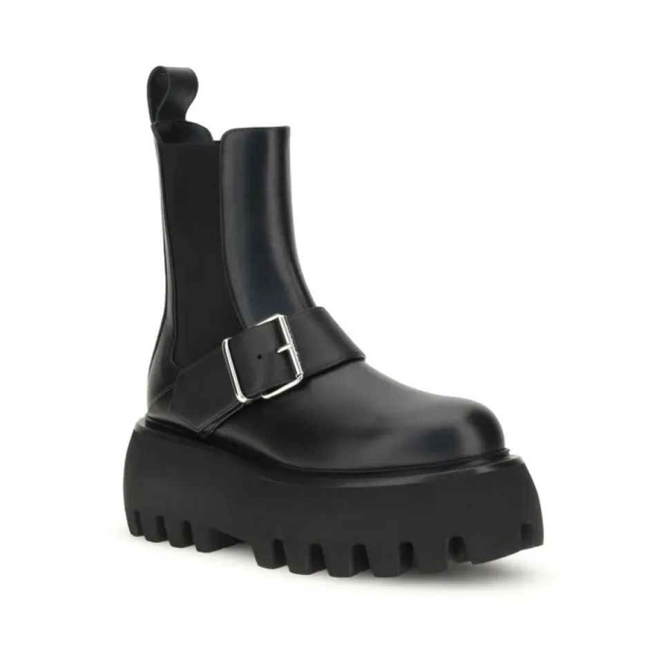 Botines con correa y punta redonda
