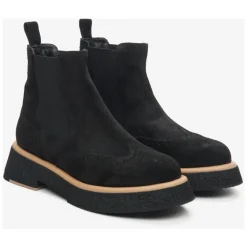 Botines negros de ante con detalles marrones
