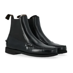 Botines negros de cuero con inserciones elásticas