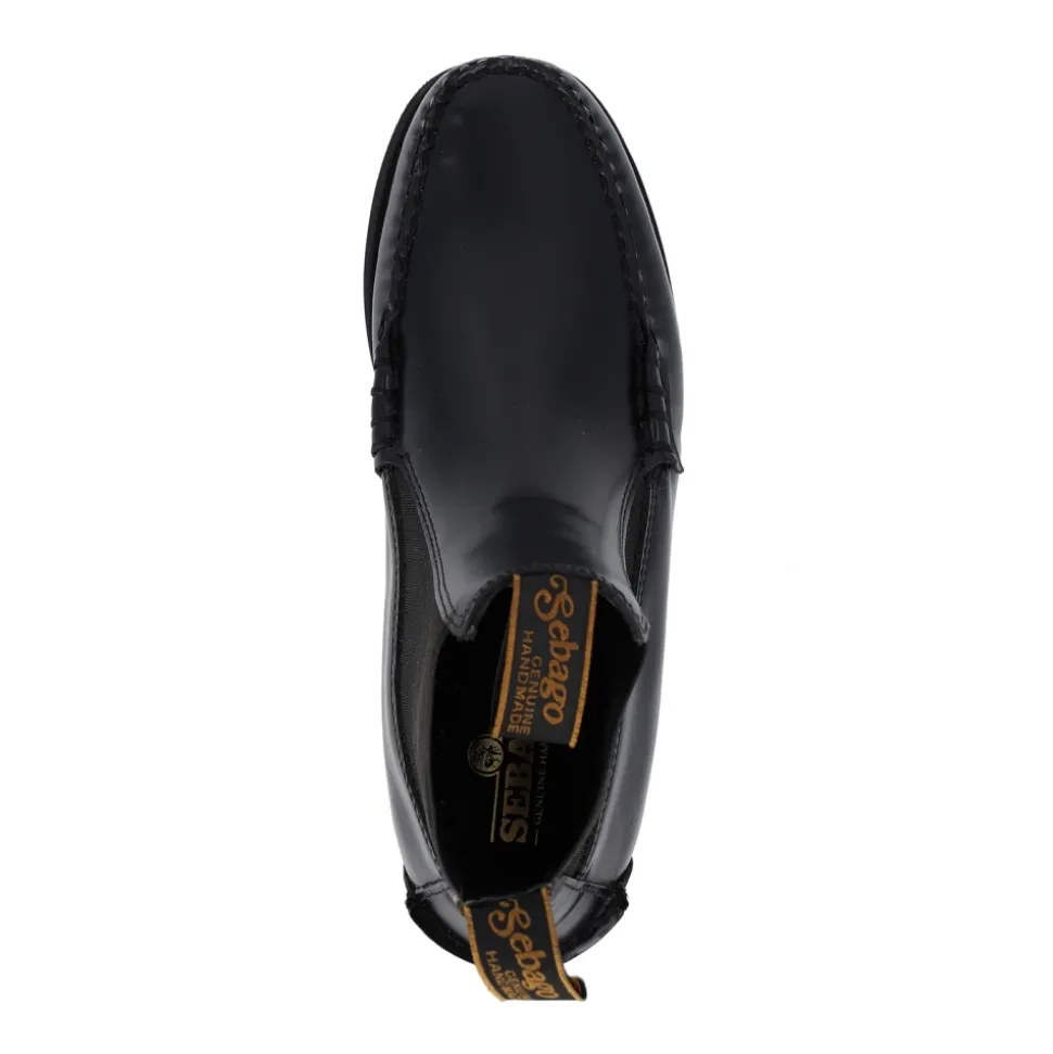 Botines negros de cuero con inserciones elásticas