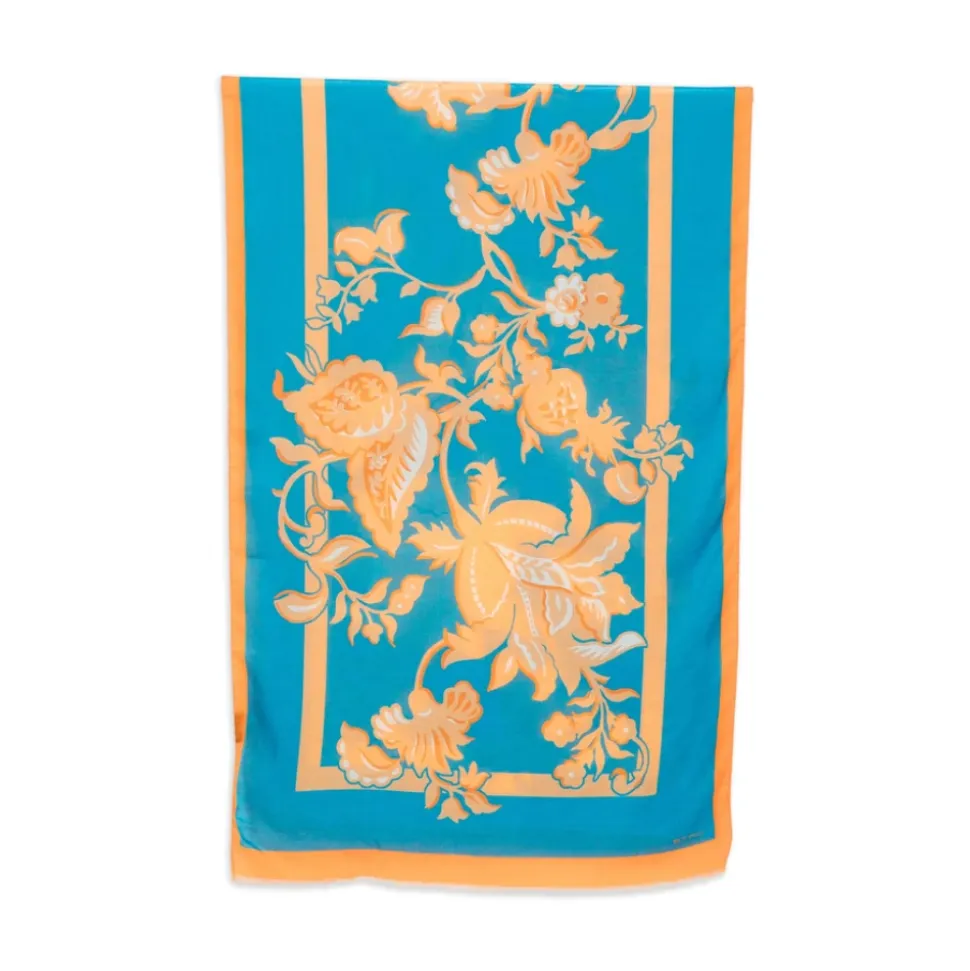 Bufanda con borde floral y flecos