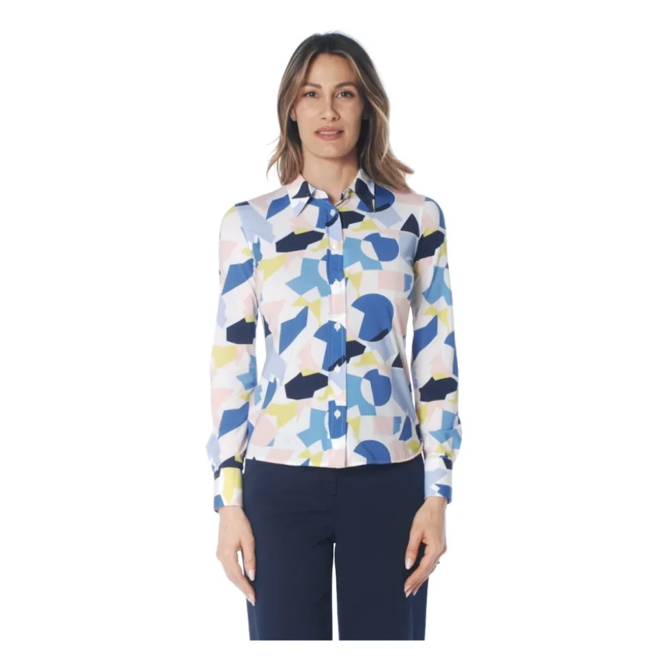 Camicia fantasia in tessuto no stiro