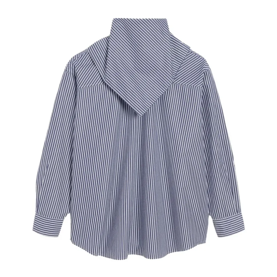 Camisa a Rayas con Cuello Bandana