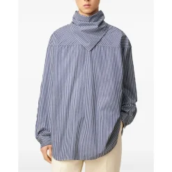 Camisa a Rayas con Cuello Bandana