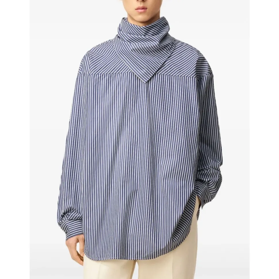 Camisa a Rayas con Cuello Bandana