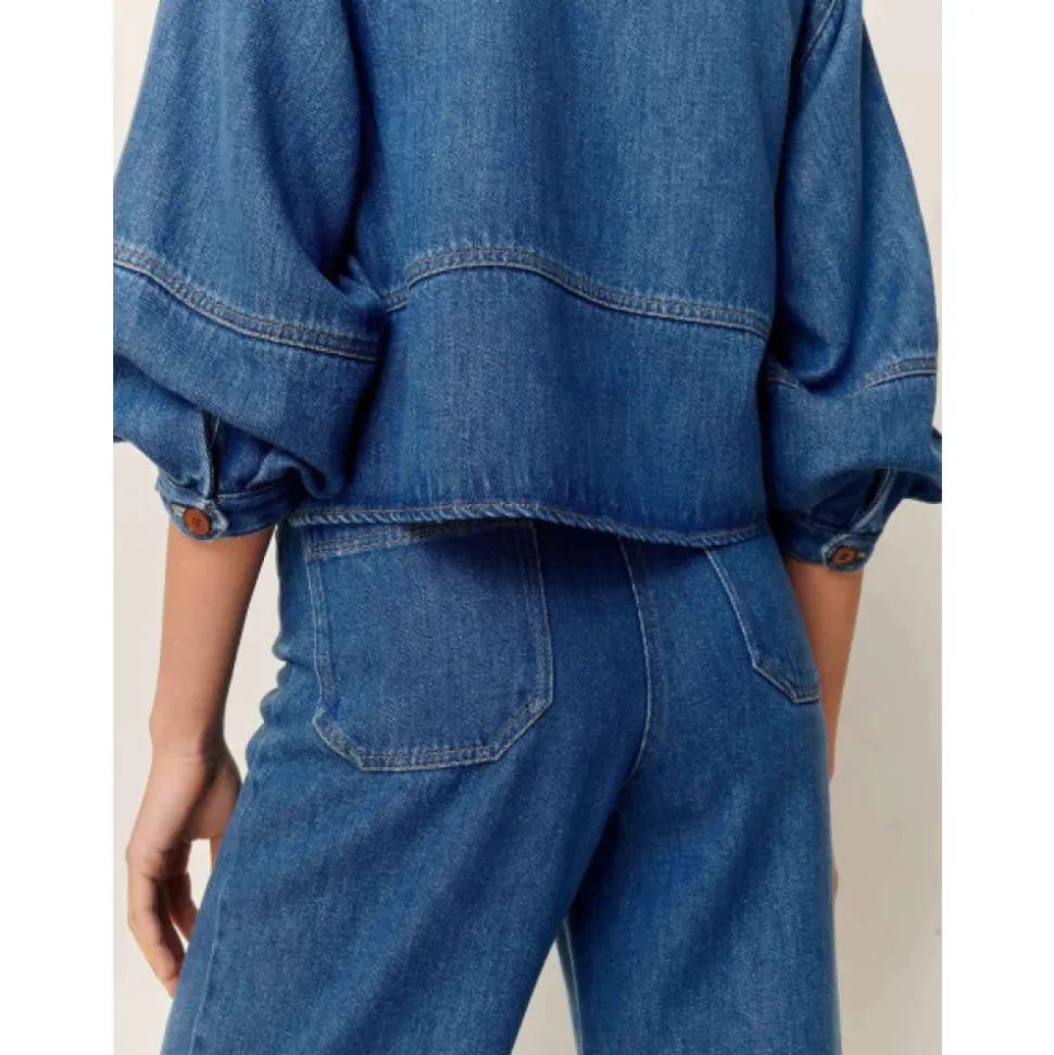 Camisa Corta de Lyocell Estilo Workwear