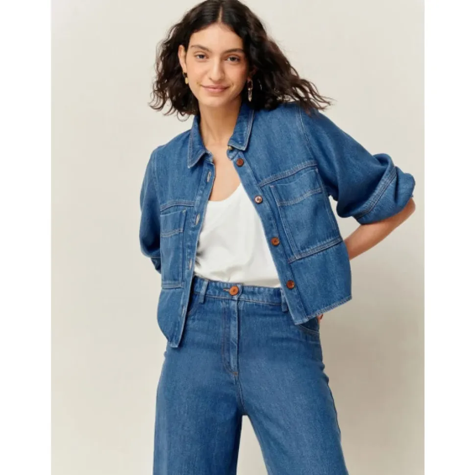Camisa Corta de Lyocell Estilo Workwear