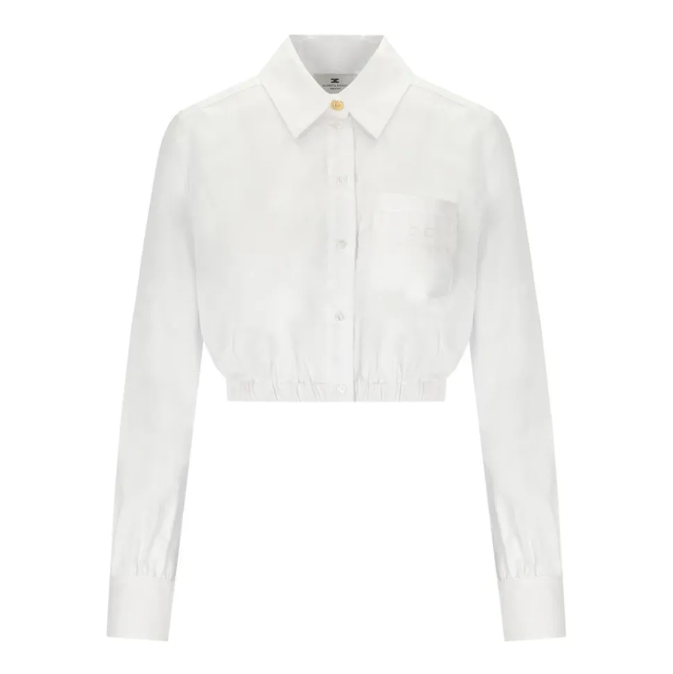 Camisa Corta de Popelín de Algodón Blanco