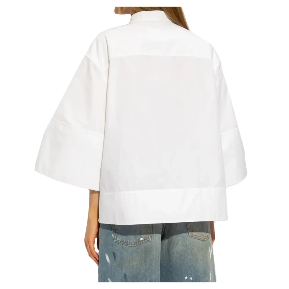 Camisa de Algodón con Mangas Tres Cuartos