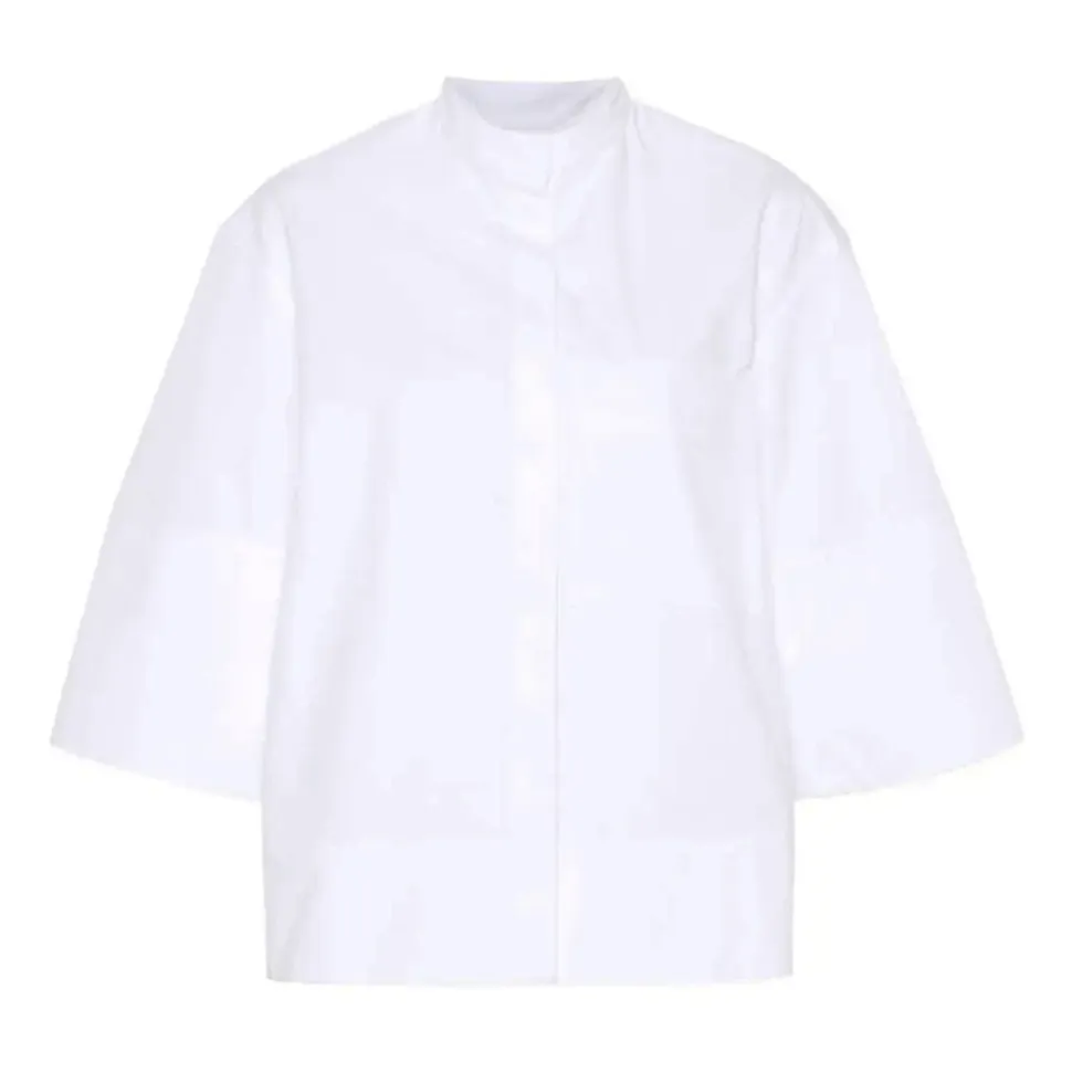 Camisa de Algodón con Mangas Tres Cuartos
