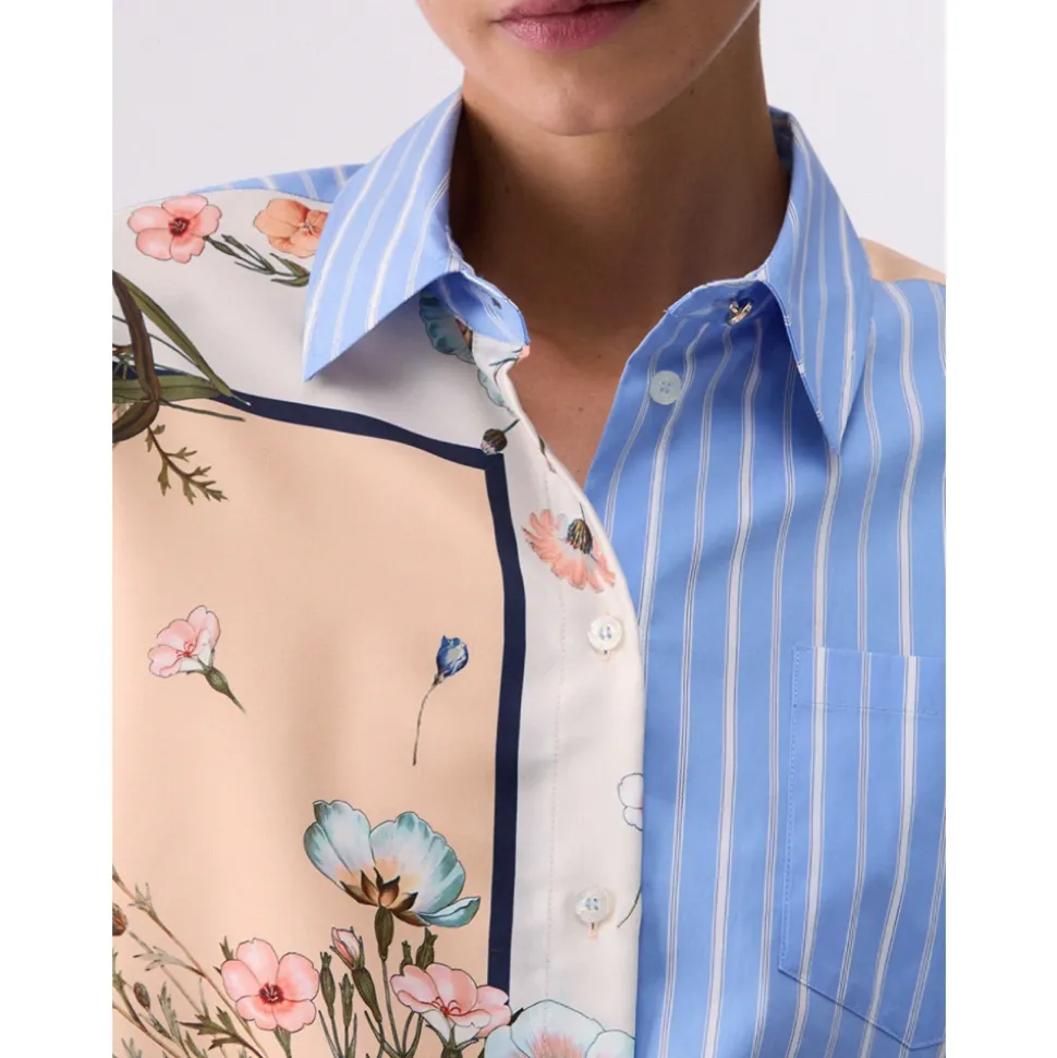Camisa Estampada de Sarga y Popelina