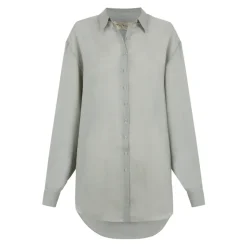 Camisa Oversize de Lino Azul Cielo