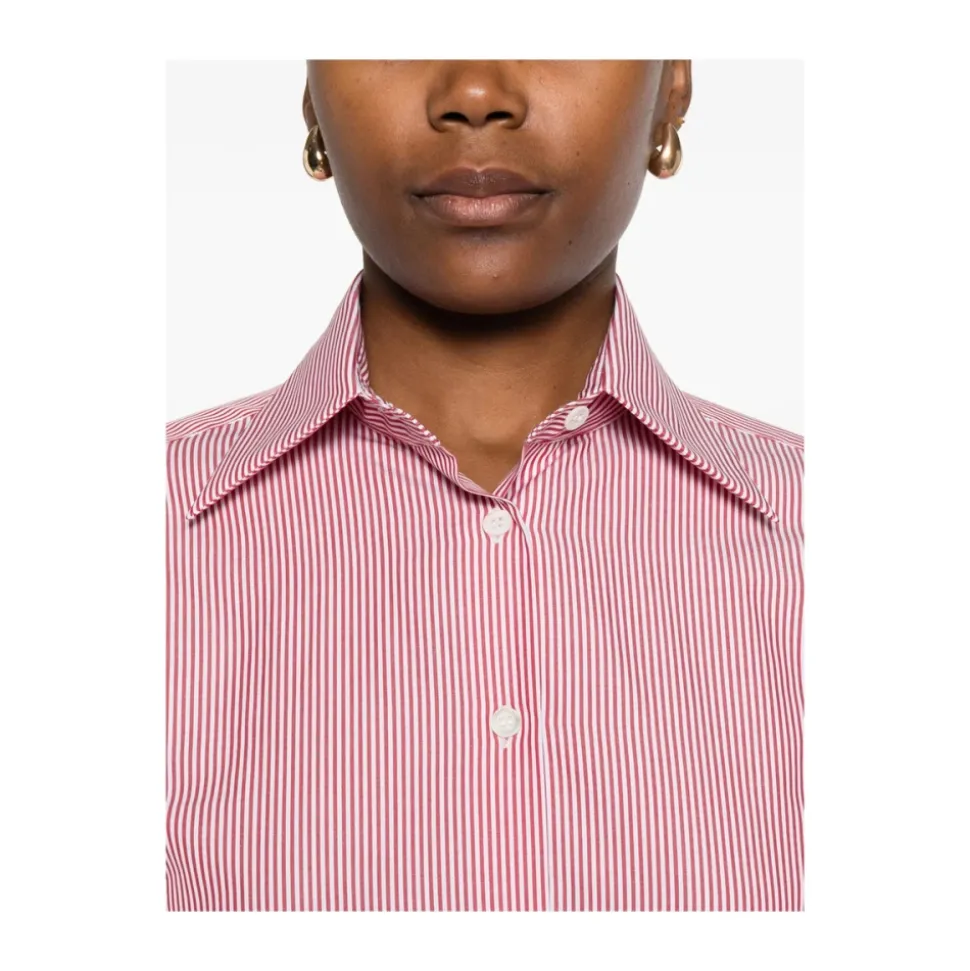 Camisa Rosa a Rayas con Botones
