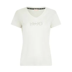 Camiseta Blanca de Algodón con Logo de Estrás