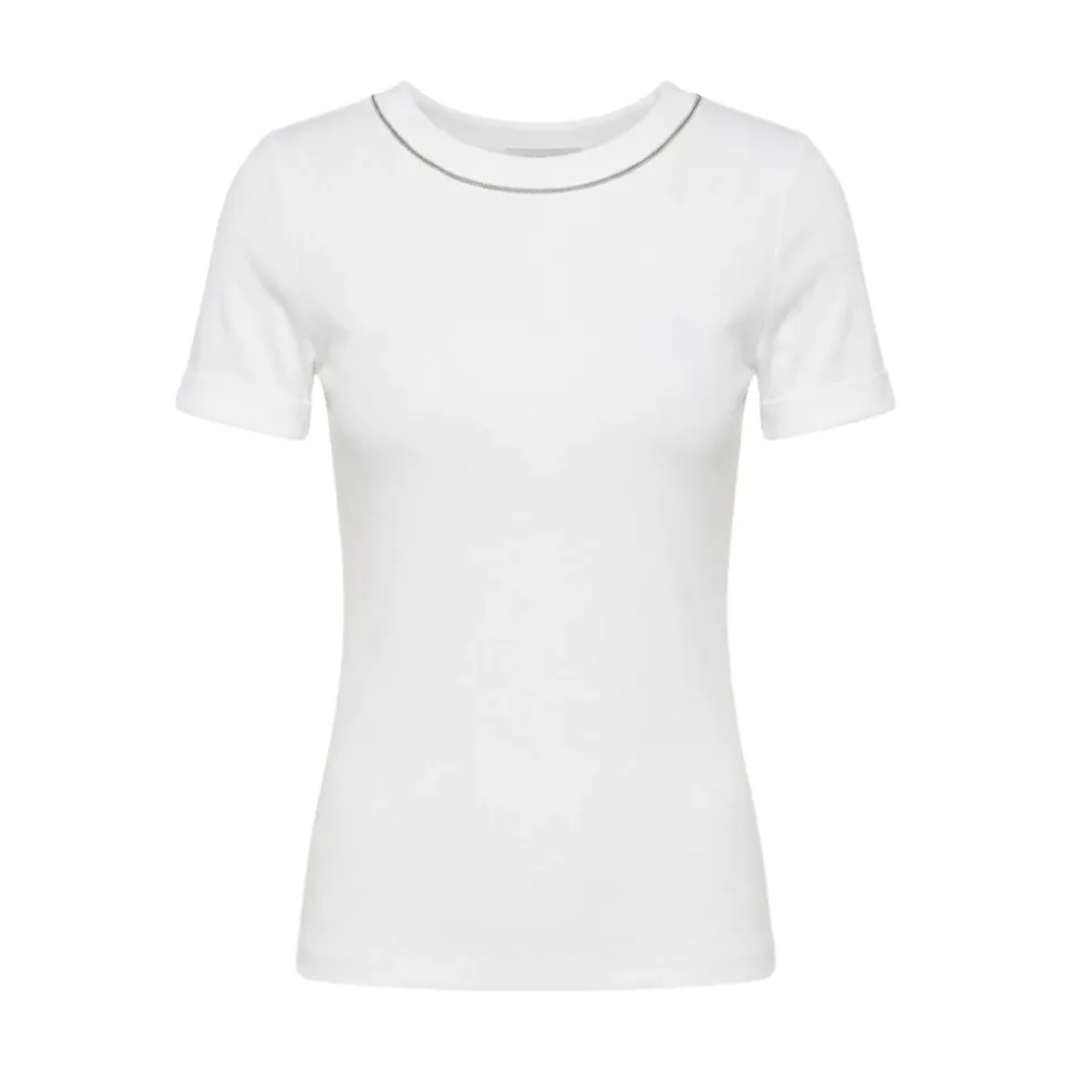 Camiseta con Cuello Bordado