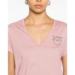 Camiseta con Cuello en V y Bordado
