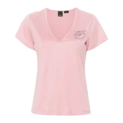 Camiseta con Cuello en V y Bordado