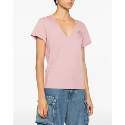 Camiseta con Cuello en V y Bordado
