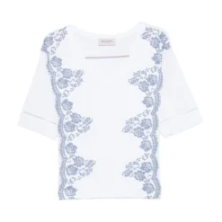Camiseta con cuello en V y calados
