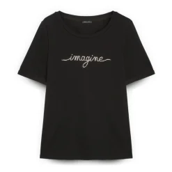 Camiseta de algodón con letras de cristal