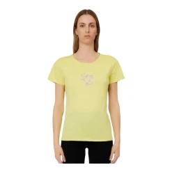 Camiseta de algodón con logo adornado