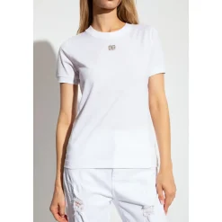 Camiseta de algodón con logo de cristal