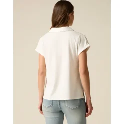 Camiseta de cuello en V bimateria