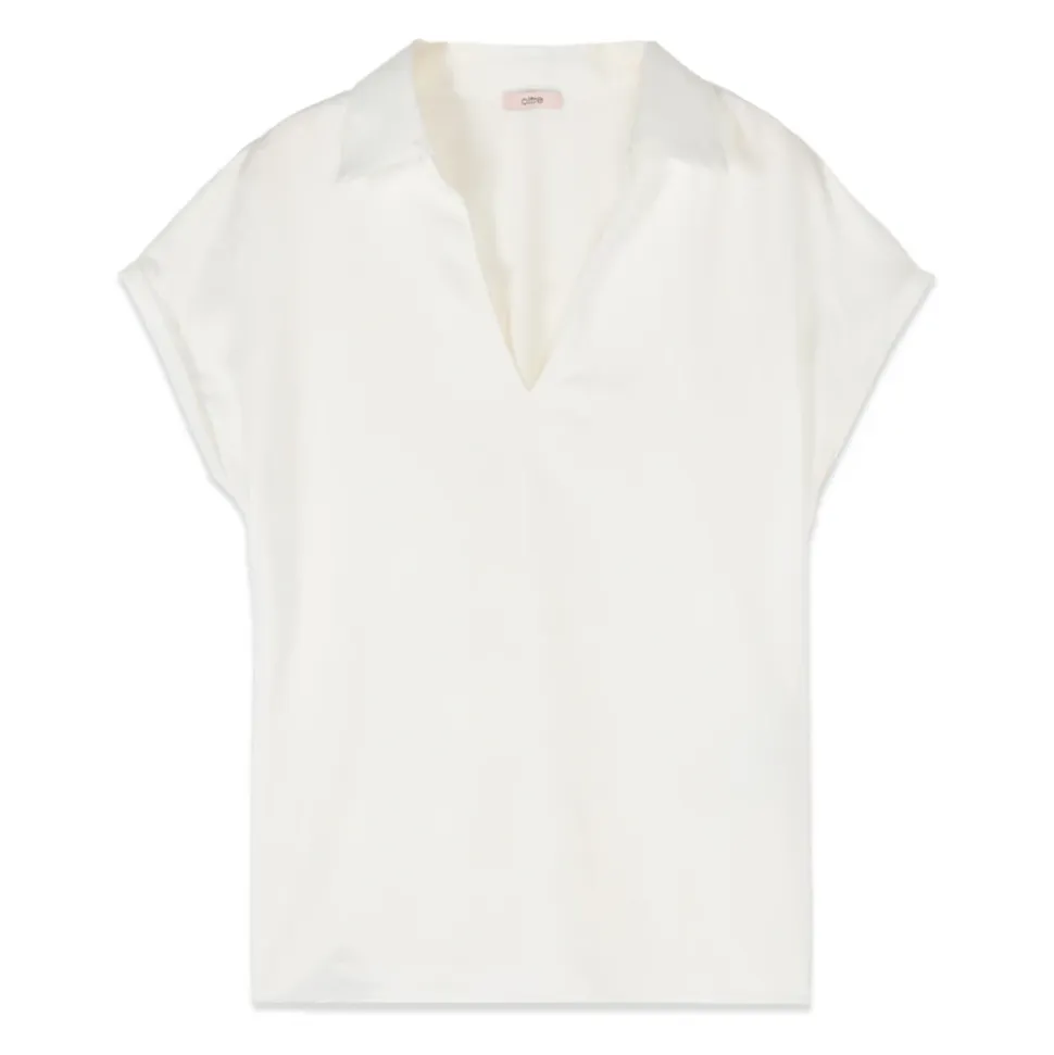 Camiseta de cuello en V bimateria