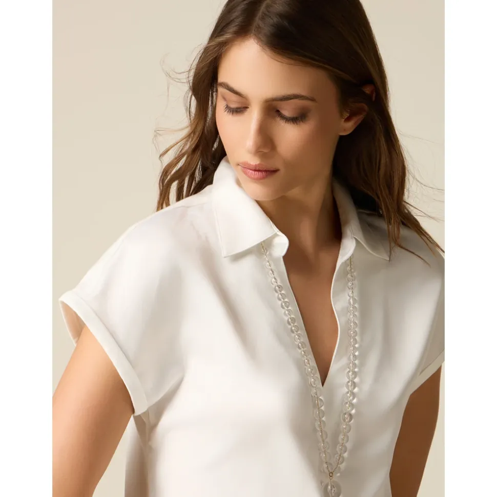 Camiseta de cuello en V bimateria