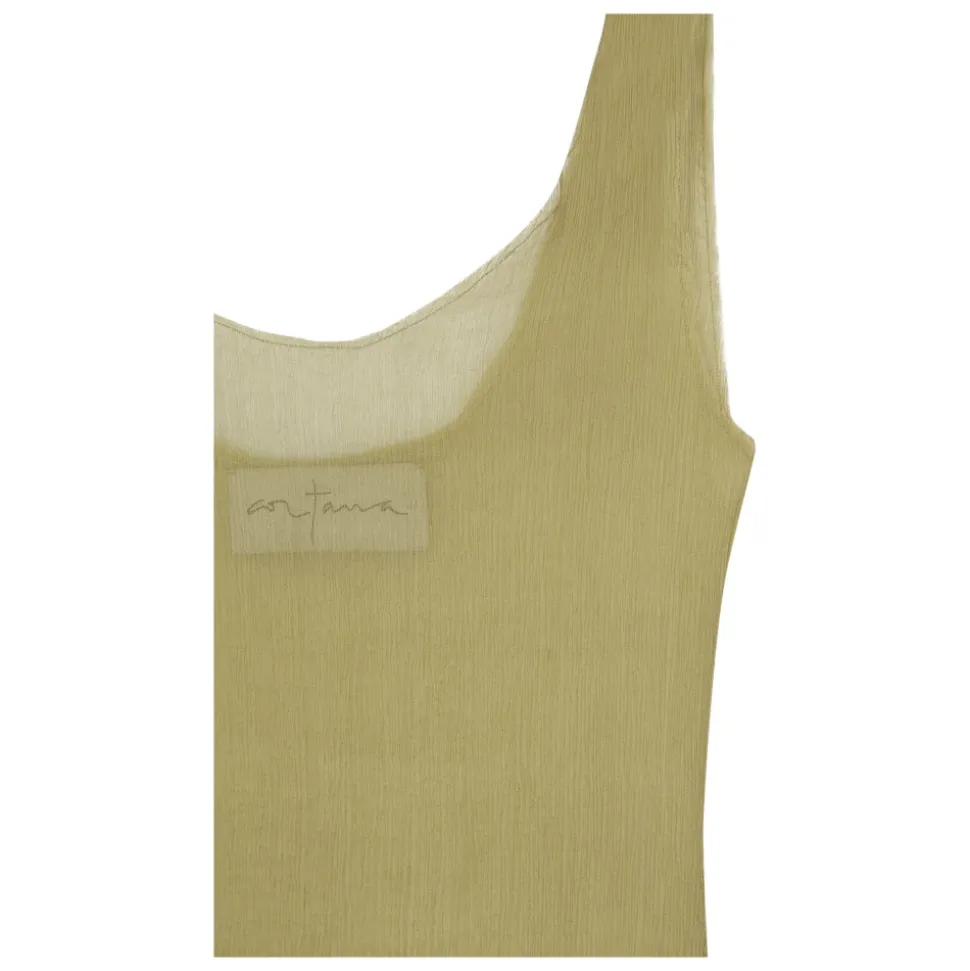 Camiseta de Tirantes Pistacho con Abertura Lateral