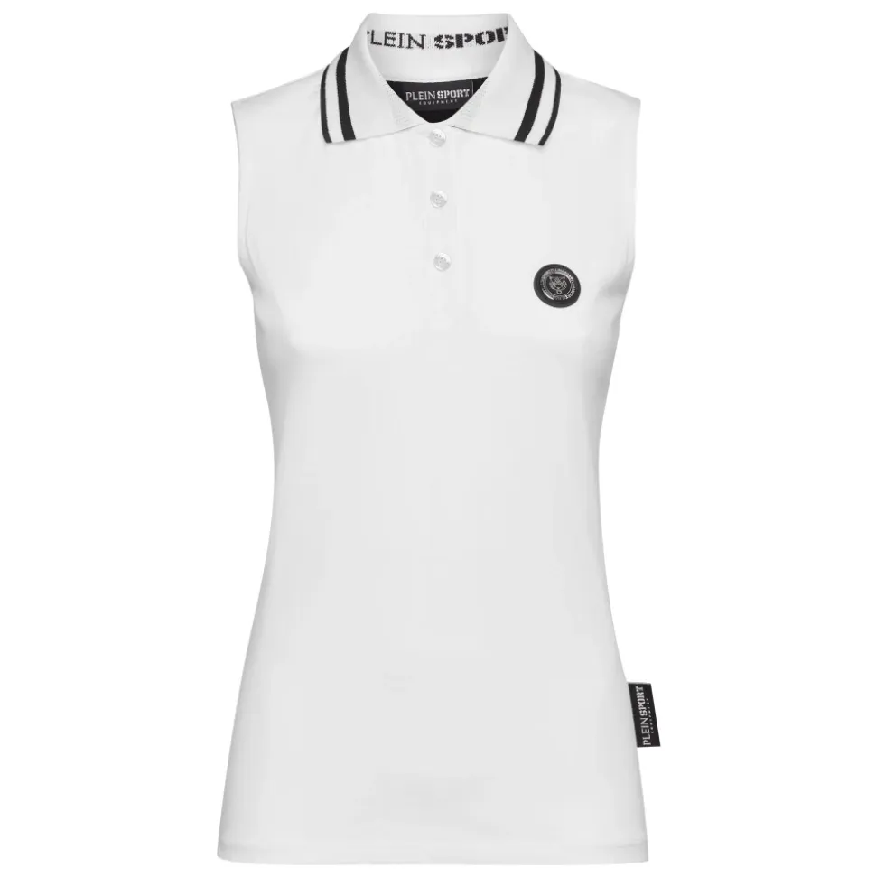 Camiseta Polo sin Mangas con Estampado de Rayas