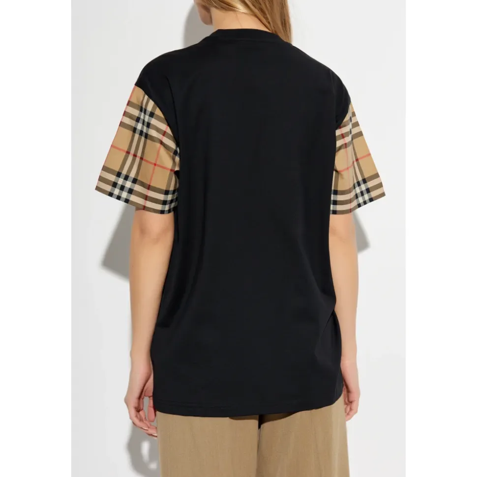 Camiseta Vintage con Mangas a Cuadros
