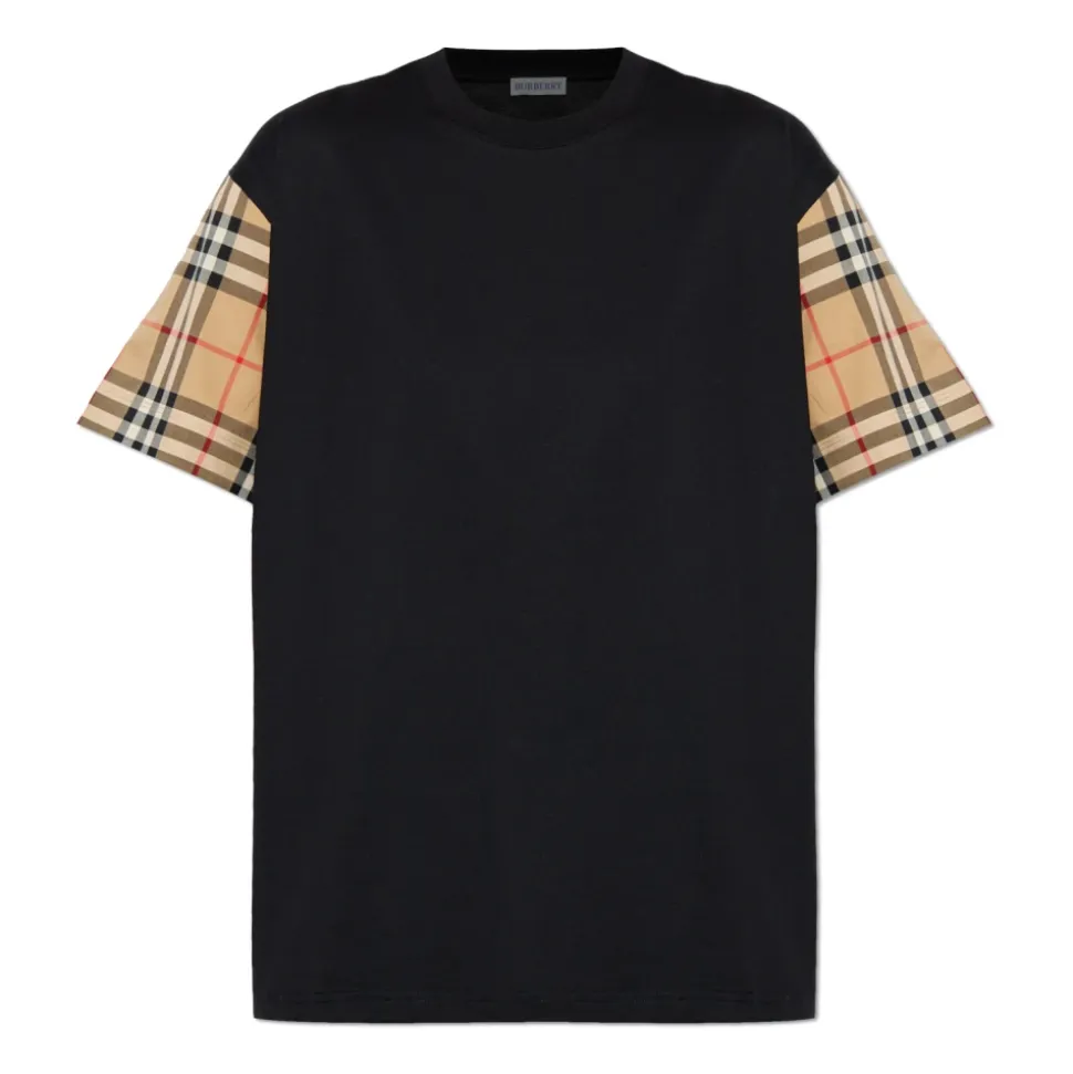 Camiseta Vintage con Mangas a Cuadros