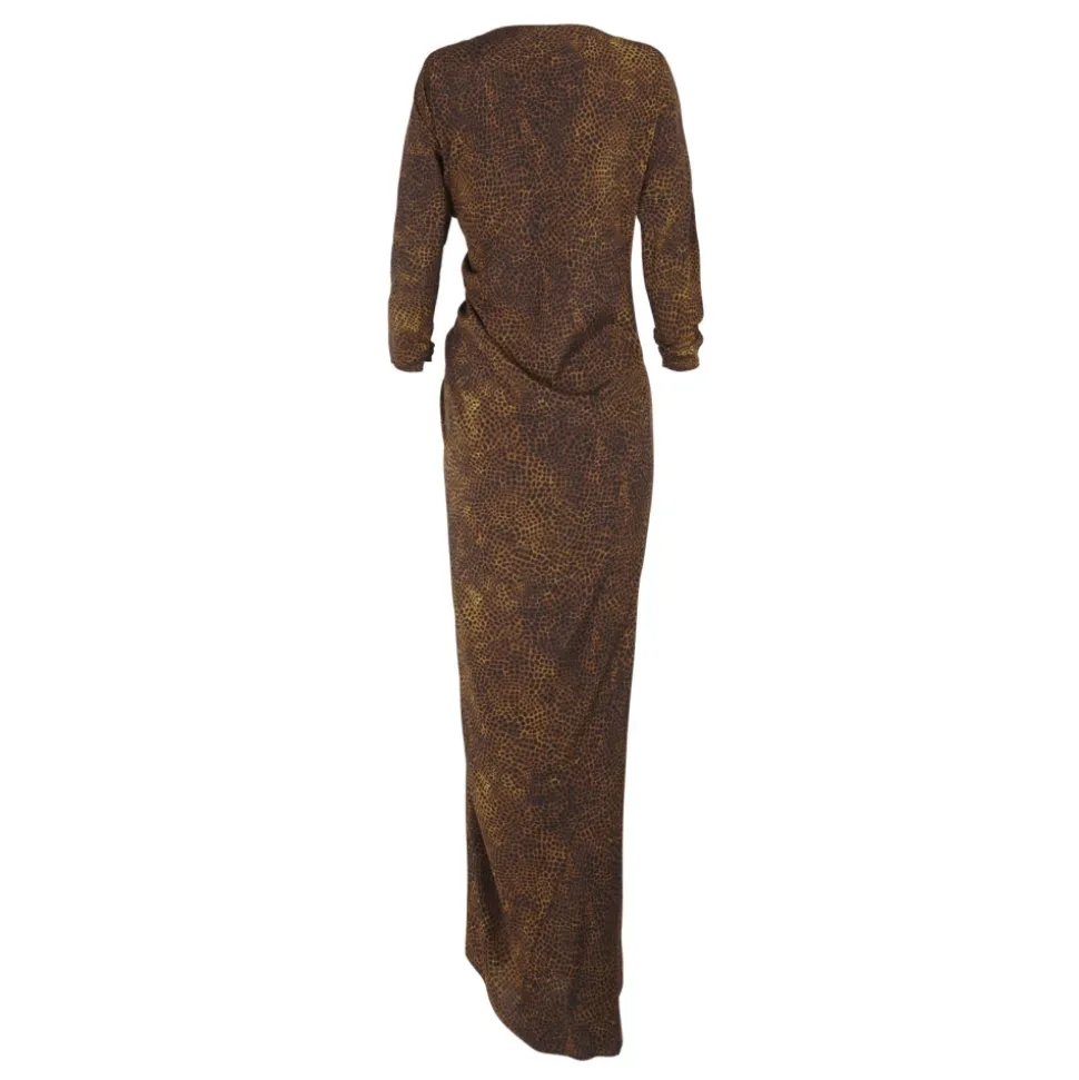 Carey, vestido largo en seda animal print-
