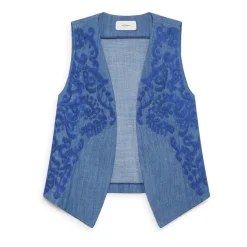 Chaleco Ikat sobre Chambray