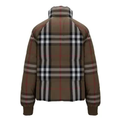 Chaqueta Acolchada de Nylon con Estampado de Cuadros Reversible