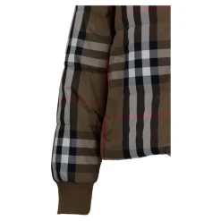 Chaqueta Acolchada de Nylon con Estampado de Cuadros Reversible