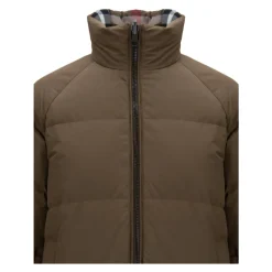 Chaqueta Acolchada de Nylon con Estampado de Cuadros Reversible