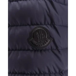 Chaqueta Azul Cremallera Cuero Logo