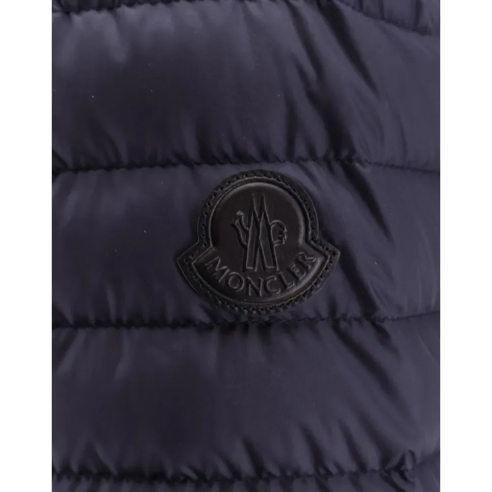 Chaqueta Azul Cremallera Cuero Logo
