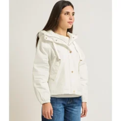 Chaqueta con Capucha de Mezcla de Algodón