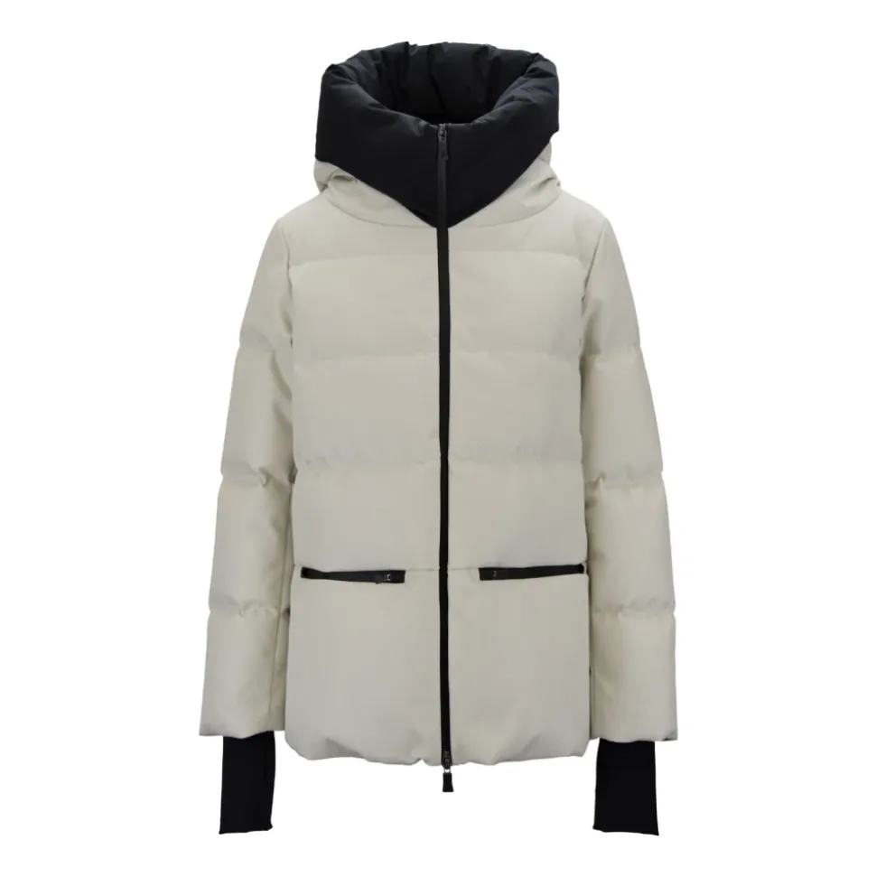 Chaqueta Corta de Plumas con Cuello Alto