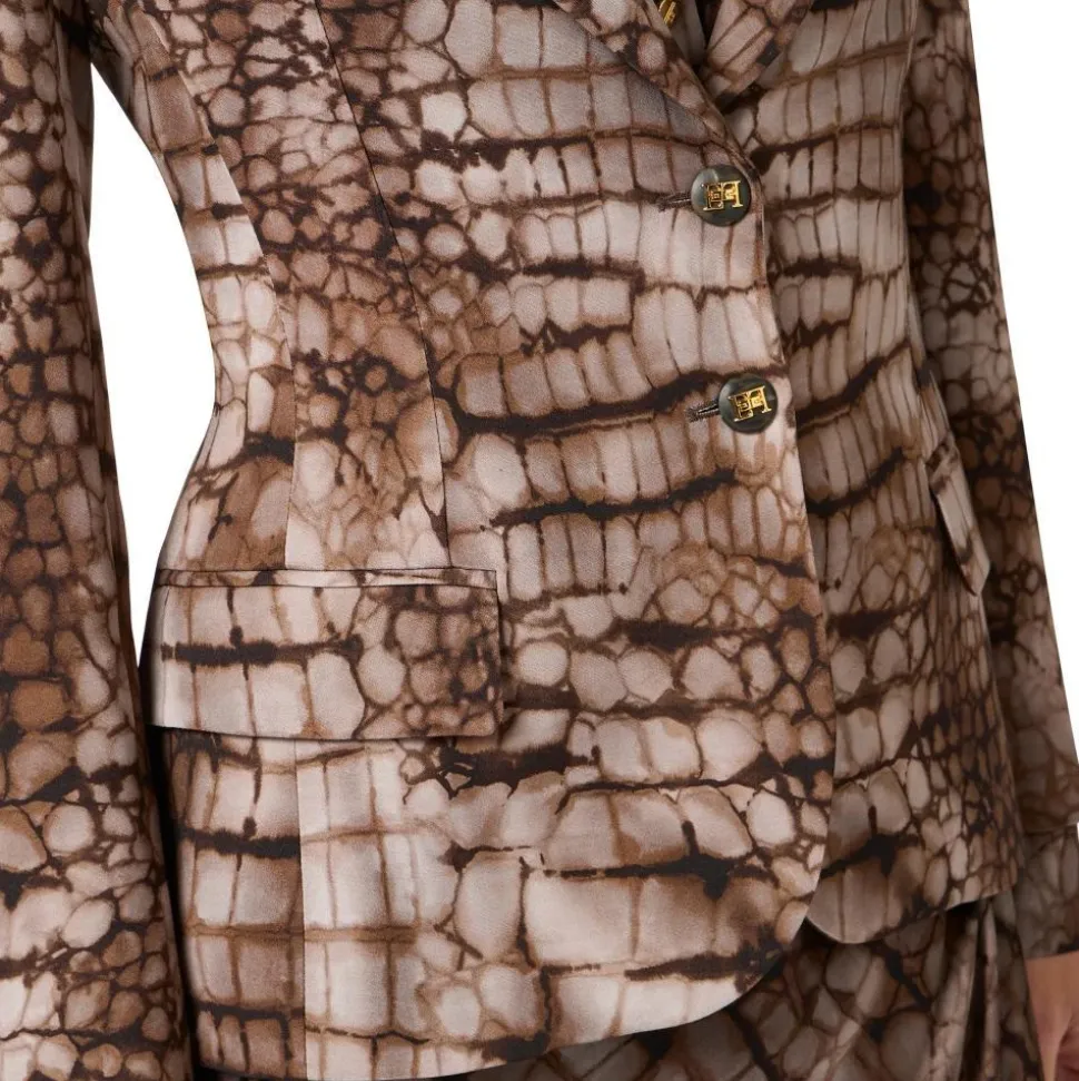 Chaqueta de Crepé con Estampado de Cocodrilo